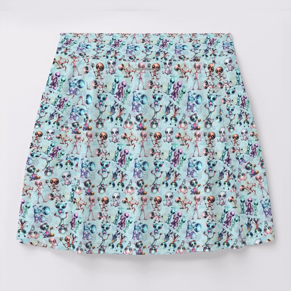 6 Alien Designs, Women's Milk Silk Sports Skorts with Pockets