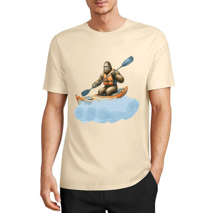 Bigfoot - Sasquatch Kayaking Short Sleeve Cotton T-Shirt