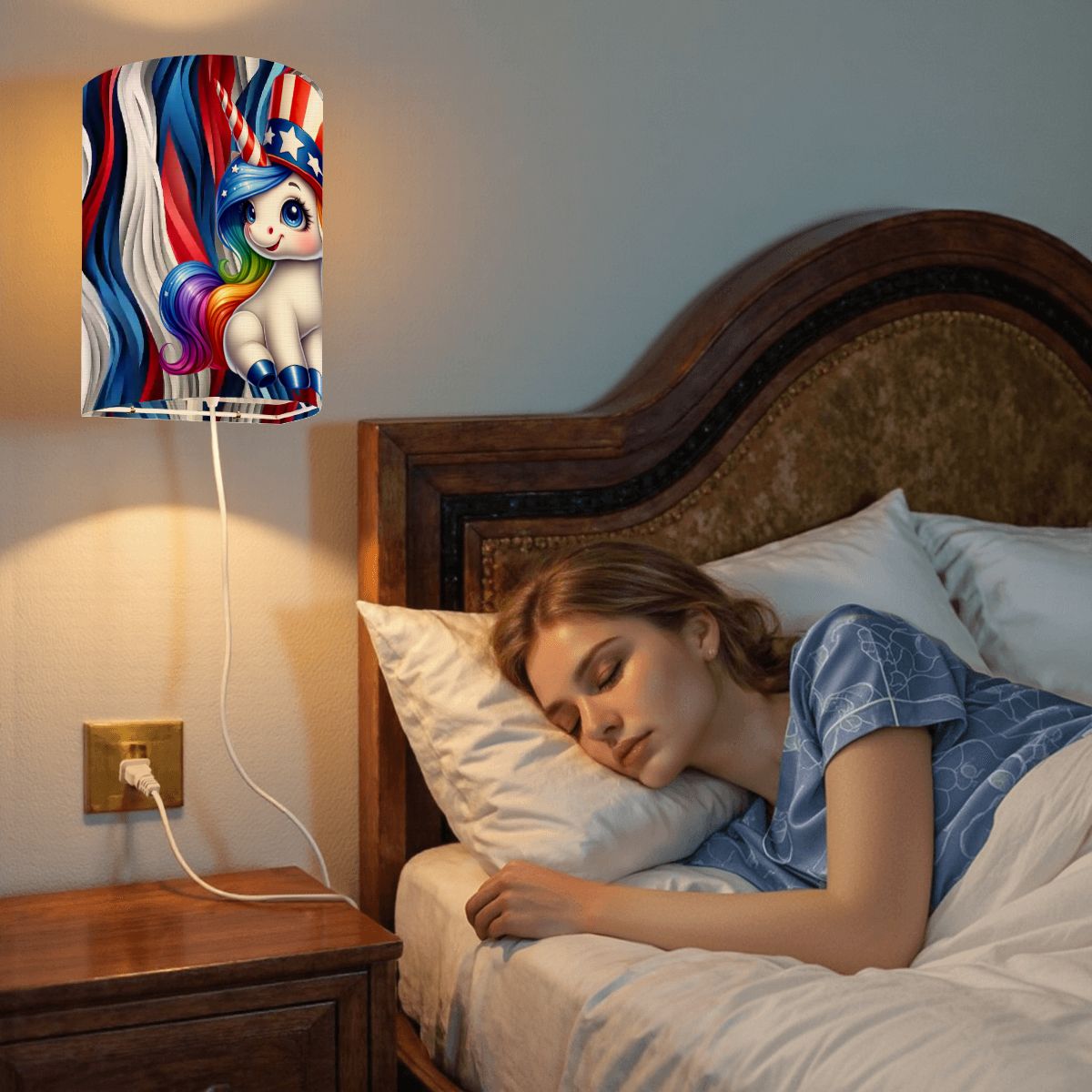 Patriot Unicorns, Wall Sconces, Set of 2, Plug In