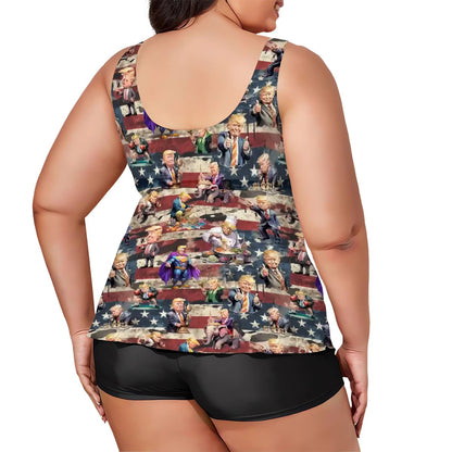 10 Donald Trump Designs, Plus Sized Women’s Two Piece Tankini Swimsuit