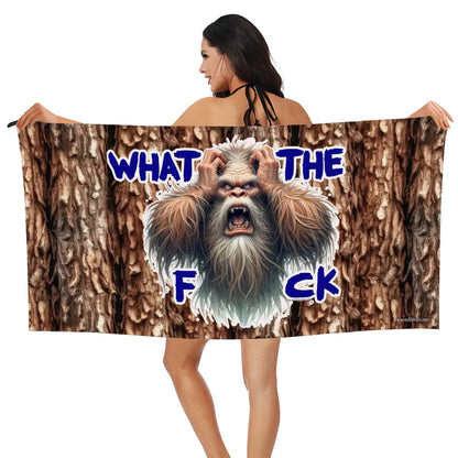 63” x 31.5” Microfiber Bath Sheet / Beach Towel - Bigfoot, Sasquatch, "WTF"
