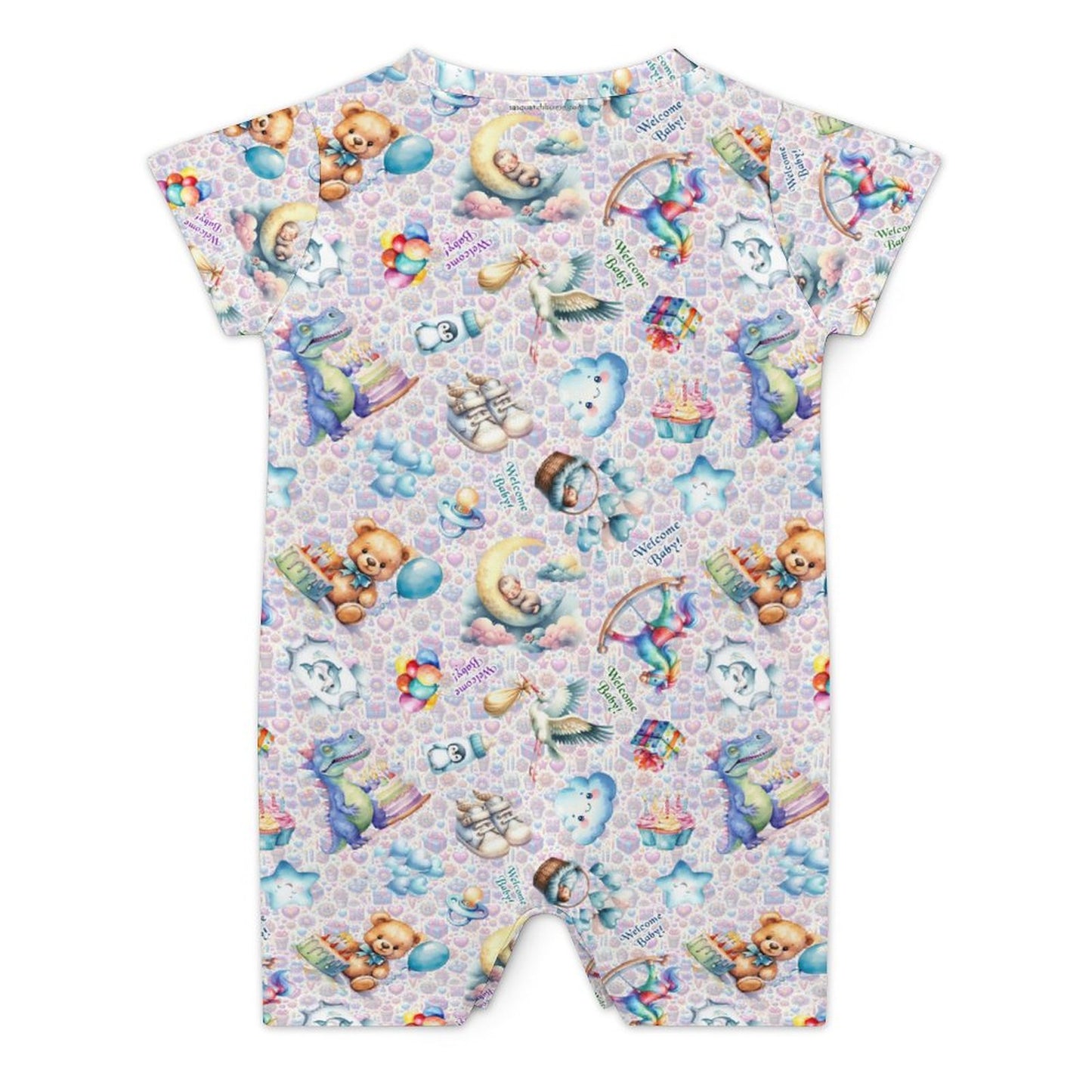 Welcome Baby, Faux Cotton Short Sleeve Baby Bodysuit Romper