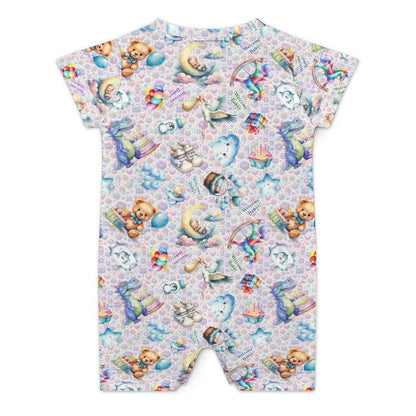 Welcome Baby, Faux Cotton Short Sleeve Baby Bodysuit Romper