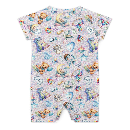 Welcome Baby, Faux Cotton Short Sleeve Baby Bodysuit Romper