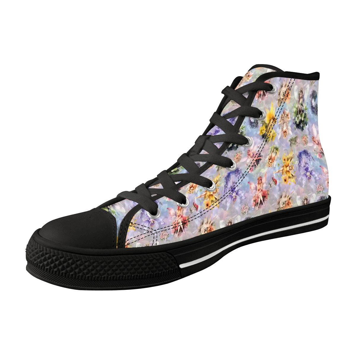 6 Fairy Designs, Women's High Top Canvas Shoes