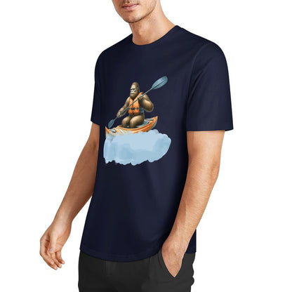 Bigfoot - Sasquatch Kayaking Short Sleeve Cotton T-Shirt