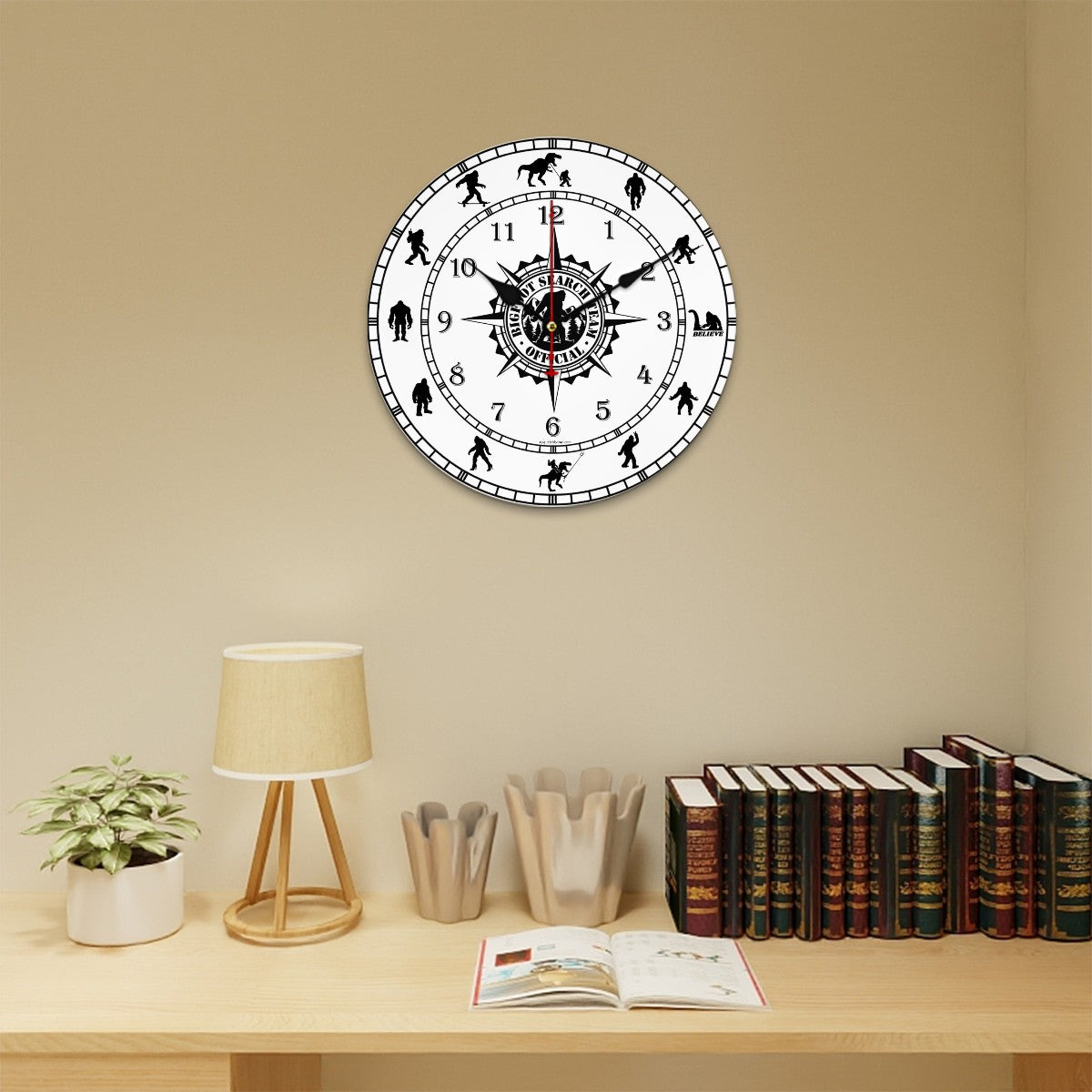 Bigfoot / Sasquatch Round Wooden Wall Clock