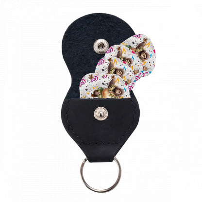 6 Guitar Picks with Keychain Snap Case- Sasquatch Bigfoot Dancing – 3 Thicknesses