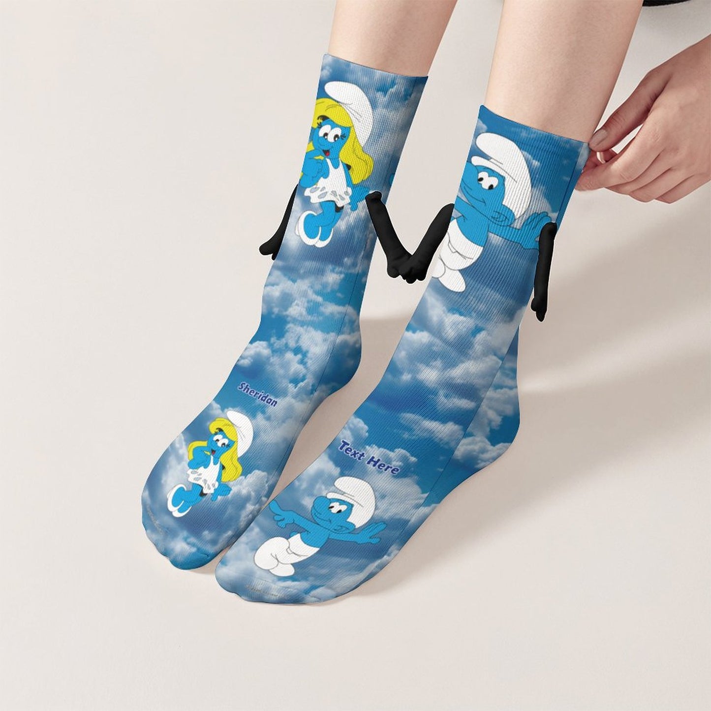 Smurf Magnetic Holding Hands Funny Socks – PERSONALIZE FREE