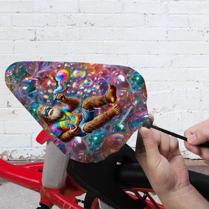 Hippie Bigfoot / Sasquatch Blowing Bubbles, Waterproof Bike Seat Cover