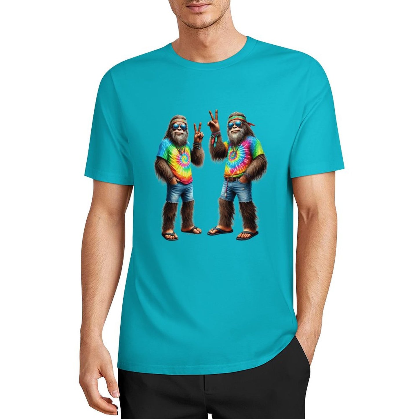 Bigfoot - Sasquatch Hippie Sasquatches Short Sleeve Cotton T-Shirt