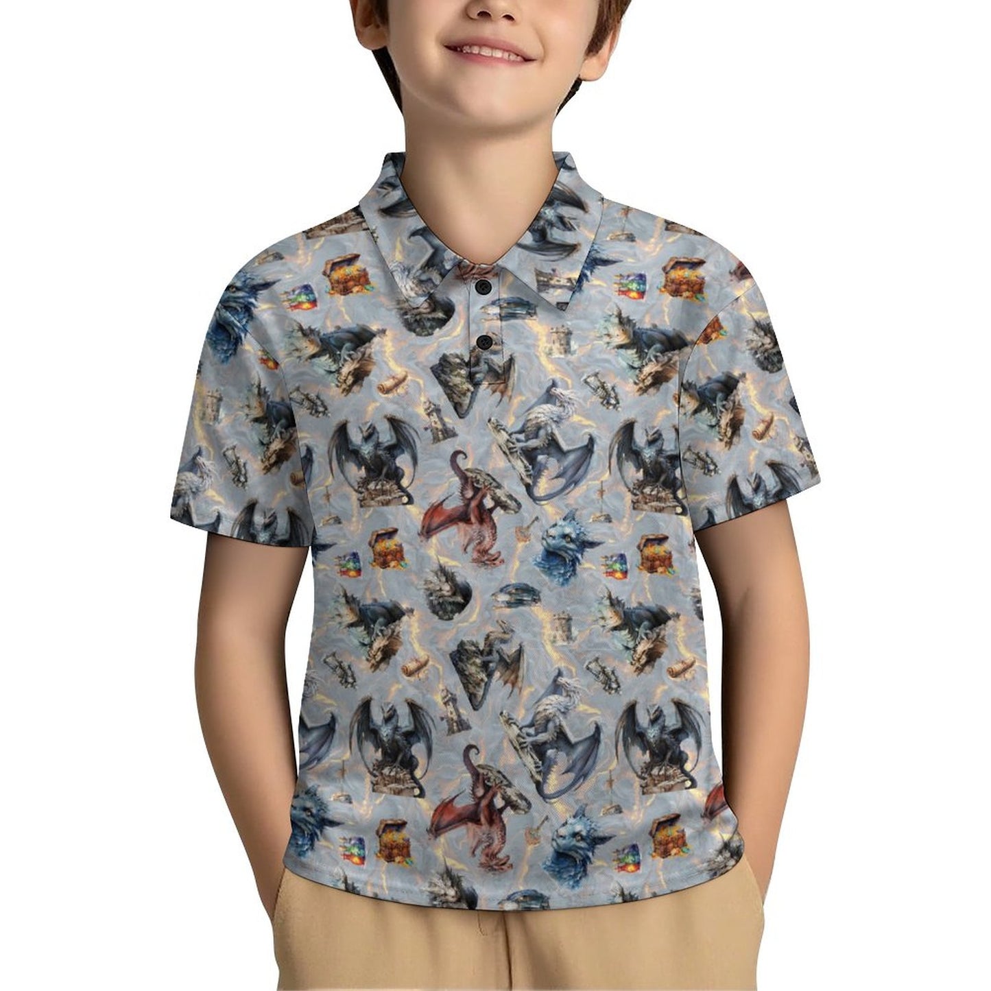 10 Misc Designs, Kids Button Down Polo Shirt
