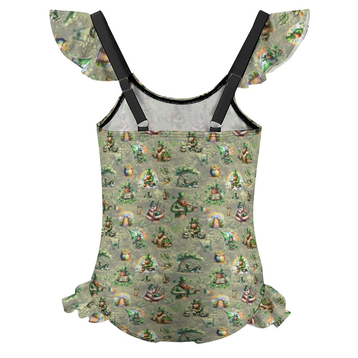 21 Bigfoot Sasquatch Designs, Girls One-Piece Summer Swimsuit, Ruffle Shoulder