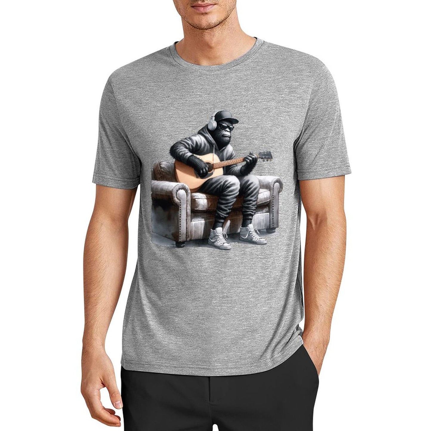 Bigfoot - Sasquatch Play Guitar Short Sleeve Cotton T-Shirt