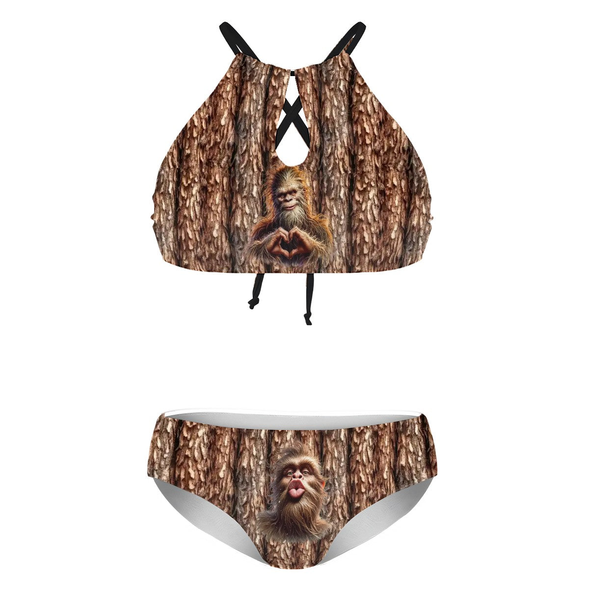 Bigfoot, Sasquatch Kissing, Plus Size High Waist Bikini