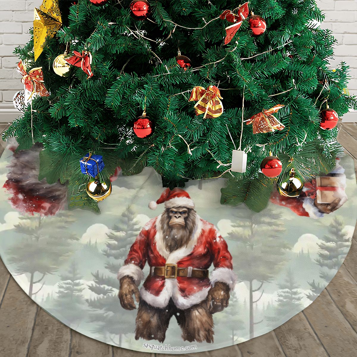 Traditional Sasquatch Bigfoot, Plush Christmas Tree Skirt – 3 Sizes
