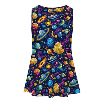 12 Galaxy / Outer Space Designs, Girl’s Sleeveless Dress