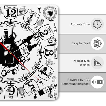 Wine Lovers Square Wall Clock