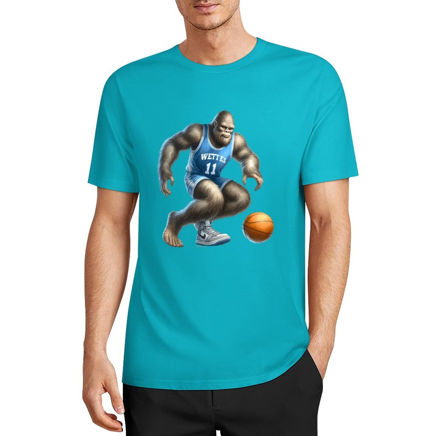 Bigfoot - Sasquatch Basketball Short Sleeve Cotton T-Shirt