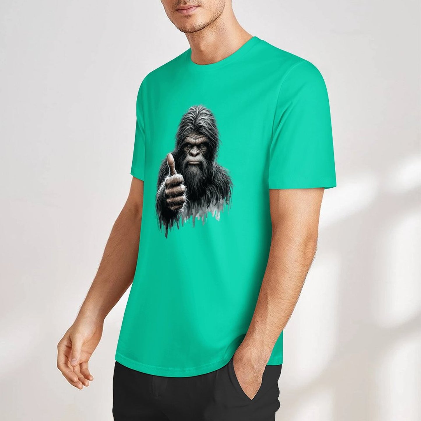 Bigfoot - Sasquatch Thumbs Up Short Sleeve Cotton T-Shirt