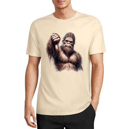 Bigfoot - Sasquatch Thumb Down Short Sleeve Cotton T-Shirt
