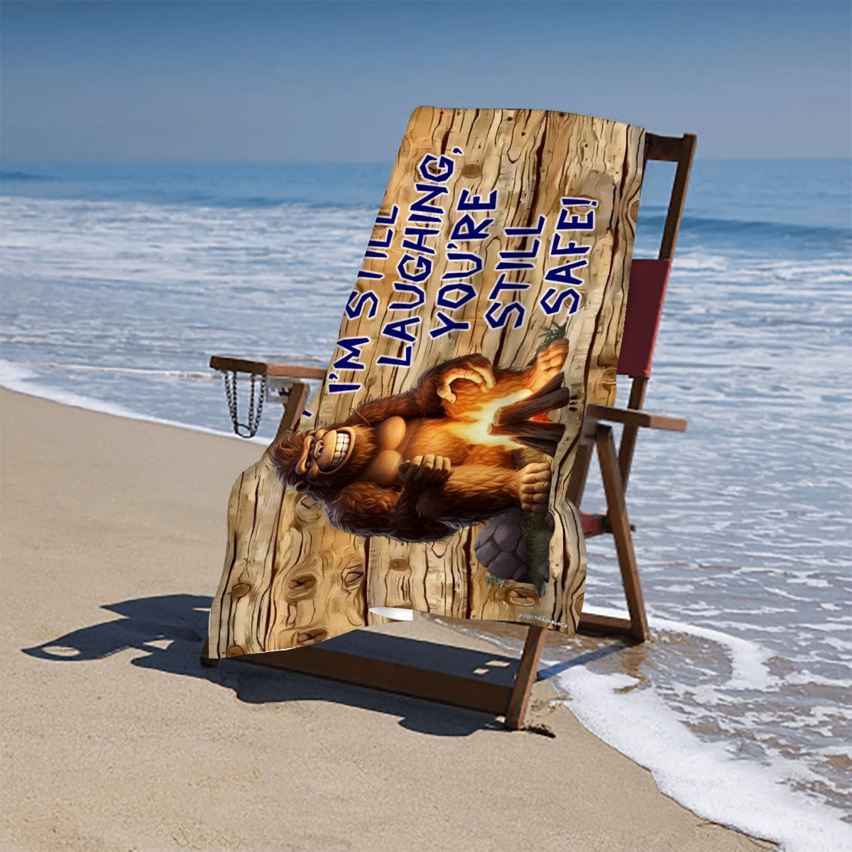 Bigfoot, Sasquatch, "As Long as I'm Laughing",  63” x 31.5” Microfiber Bath Sheet / Beach Towel