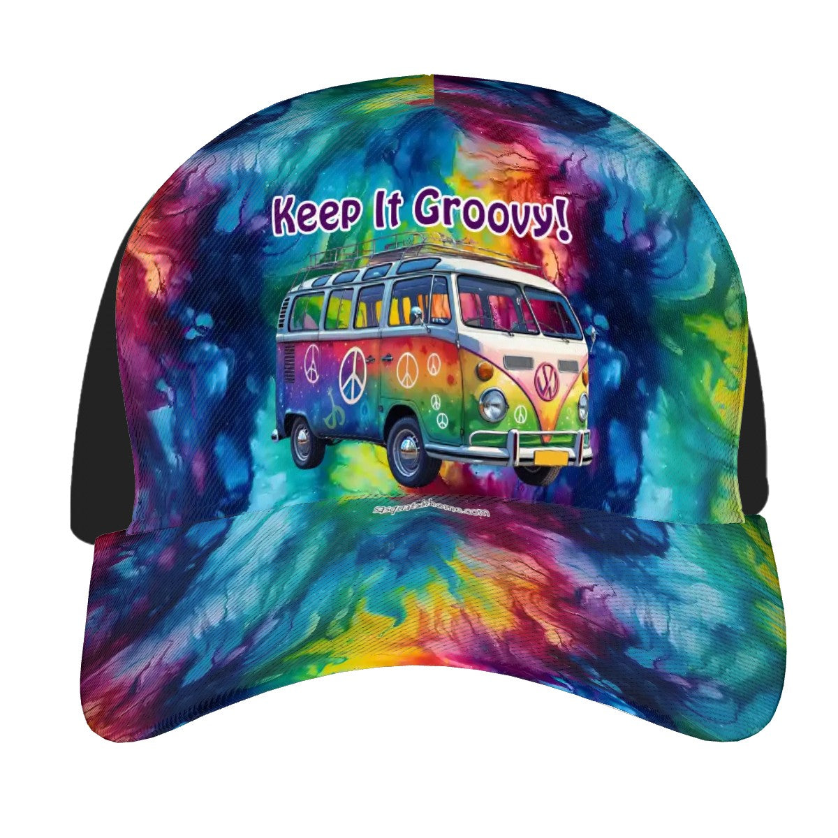 Hippie Bus "Keep it groovy", Baseball Cap, Hat, Polyester Twill