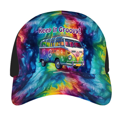 Hippie Bus "Keep it groovy", Baseball Cap, Hat, Polyester Twill