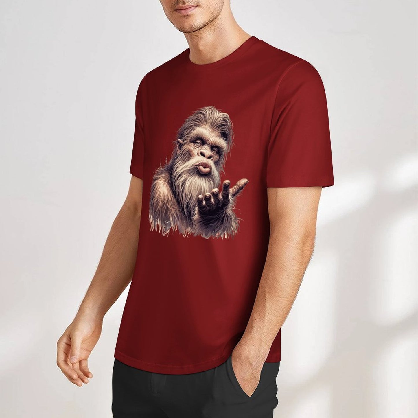 Bigfoot - Sasquatch Blowing Kiss Short Sleeve Cotton T-Shirt