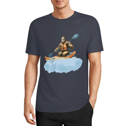 Bigfoot - Sasquatch Kayaking Short Sleeve Cotton T-Shirt
