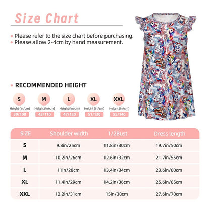 8 Patriot Designs, Girl's Flutter Sleeve Nightgown