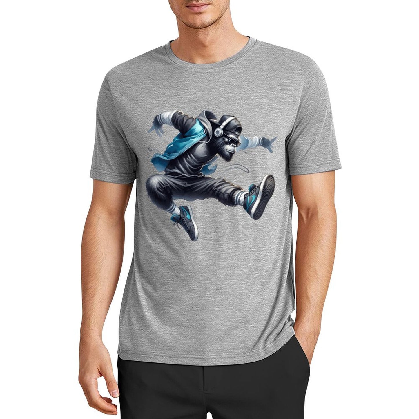 Bigfoot - Sasquatch Jumping Short Sleeve Cotton T-Shirt
