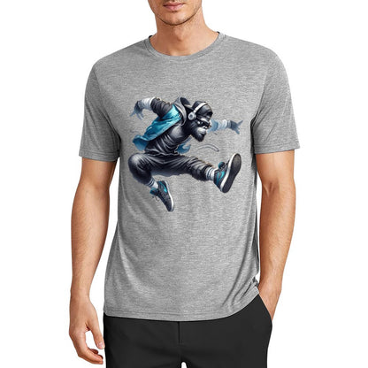 Bigfoot - Sasquatch Jumping Short Sleeve Cotton T-Shirt