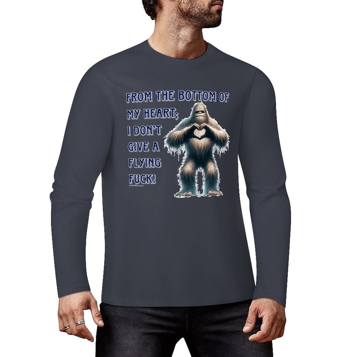 Bigfoot / Sasquatch, "From the bottom of my heart...", Cotton Unisex Long Sleeve T-shirt