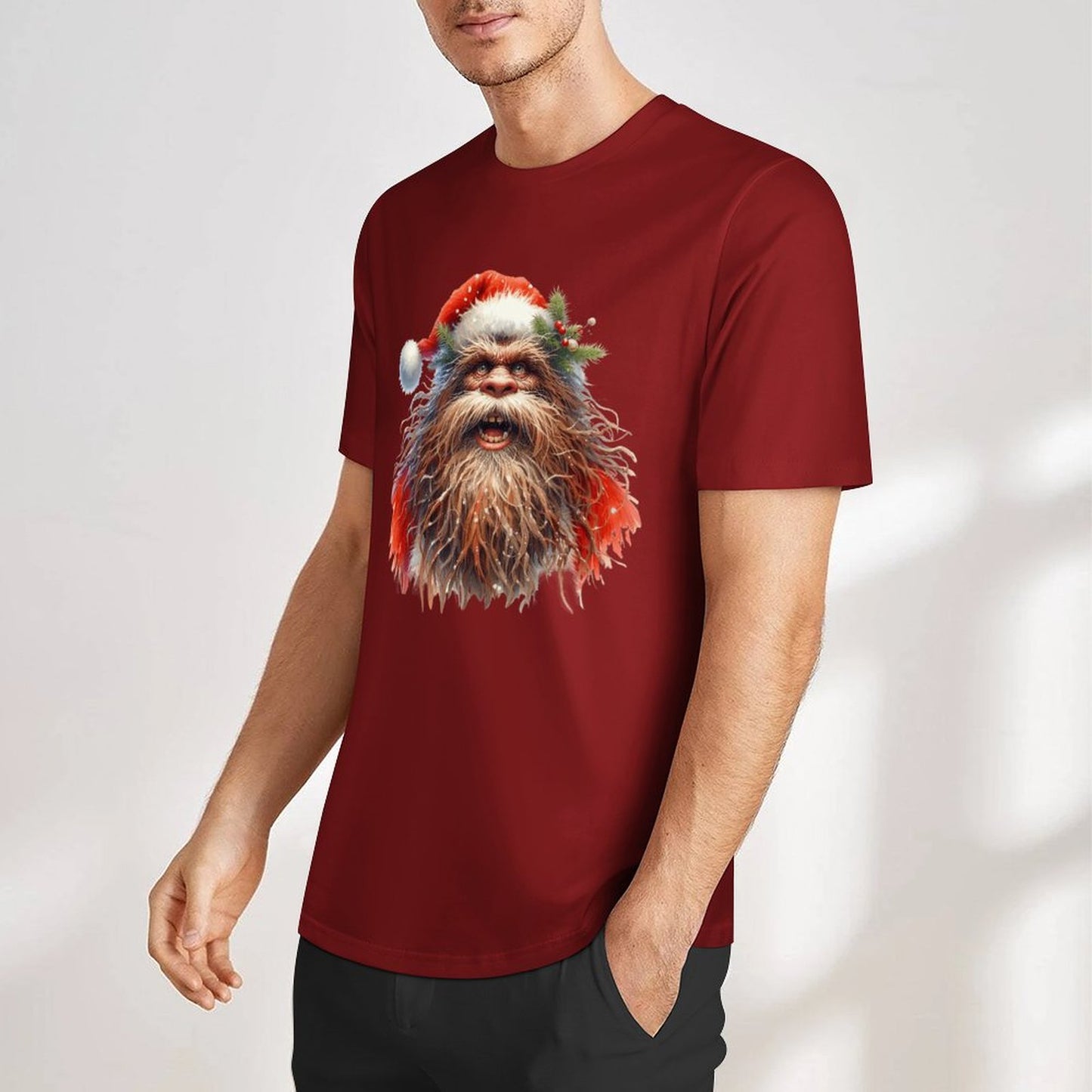 Bigfoot - Sasquatch Santa Short Sleeve Cotton T-Shirt