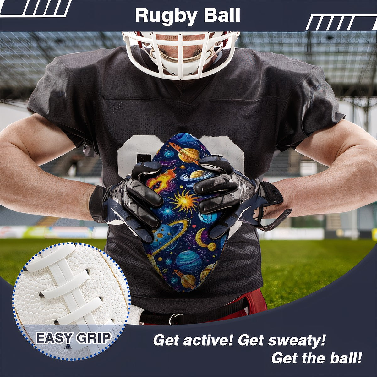 12 Galaxy, Outer Space Designs, Leather Rugby / Football