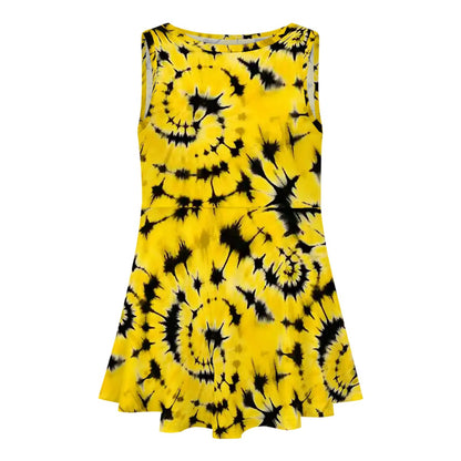 Tie-Dye Themed Girls Polyester Sleeveless Dress