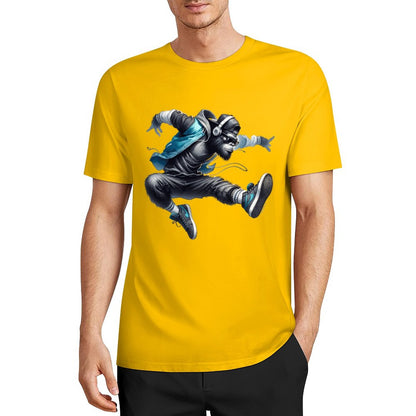 Bigfoot - Sasquatch Jumping Short Sleeve Cotton T-Shirt