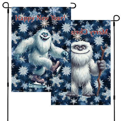 Yeti "Merry Christmas..", Garden Flag 12"x18" (Made in USA)