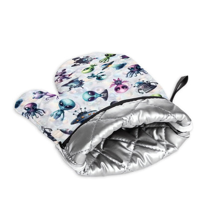 6 Alien Designs, 4 Piece Oven Mitts / Pot Holder Sets