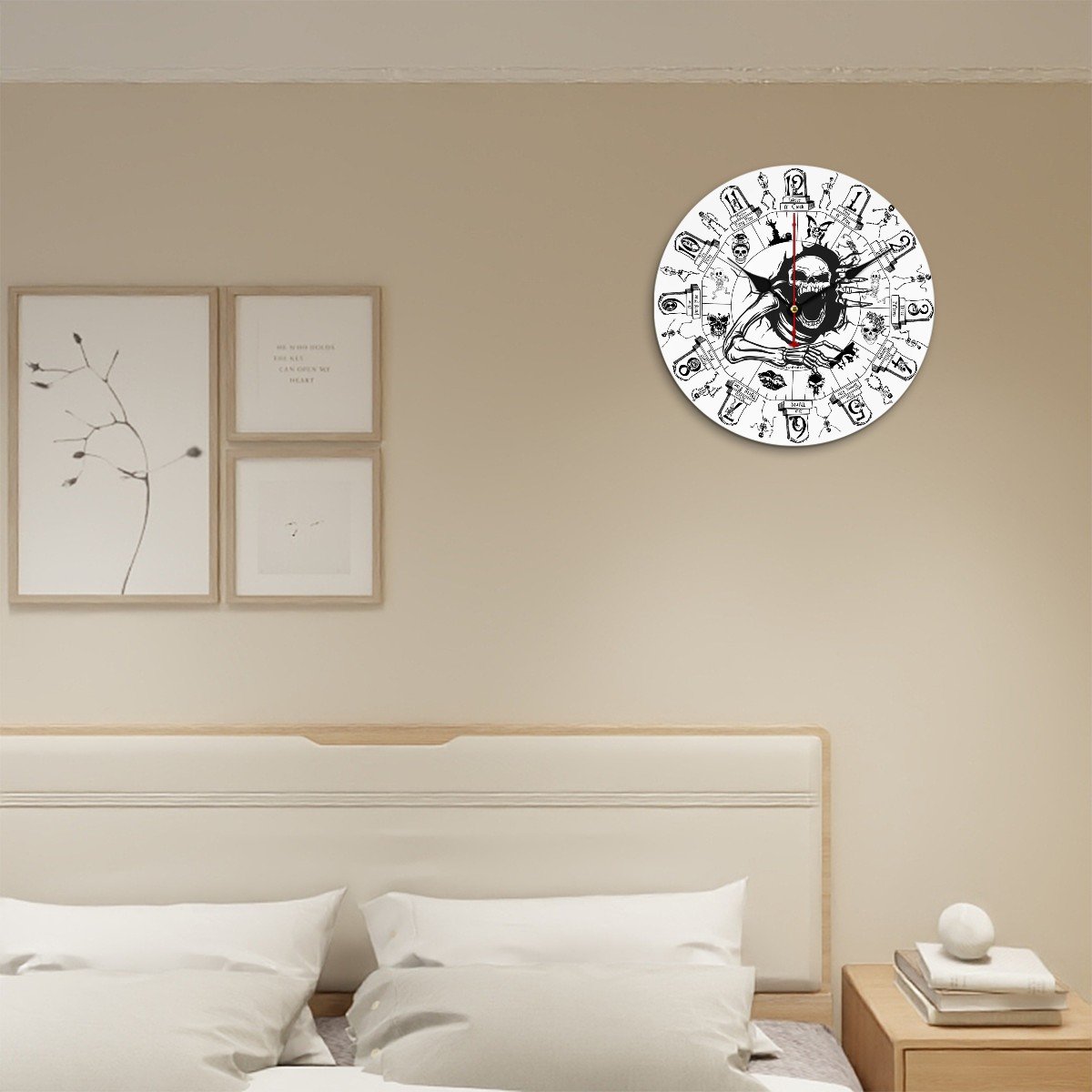 Skeleton, Round Wooden Wall Clock - Made in USA
