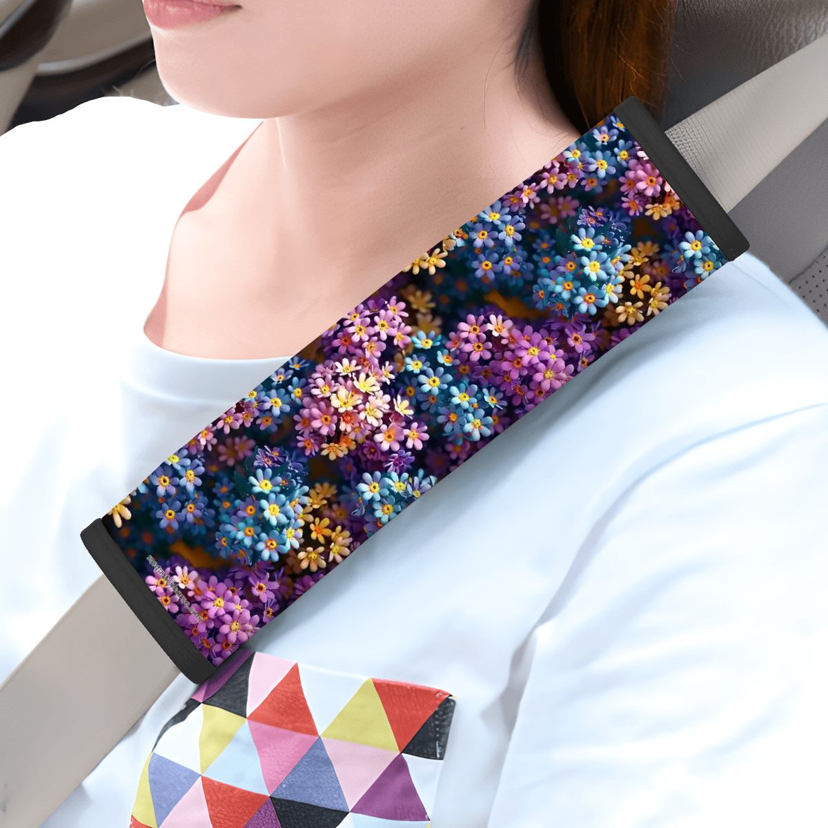 10  Flower Designs, Seat Belt Cover Pad For Adults 2 Pcs