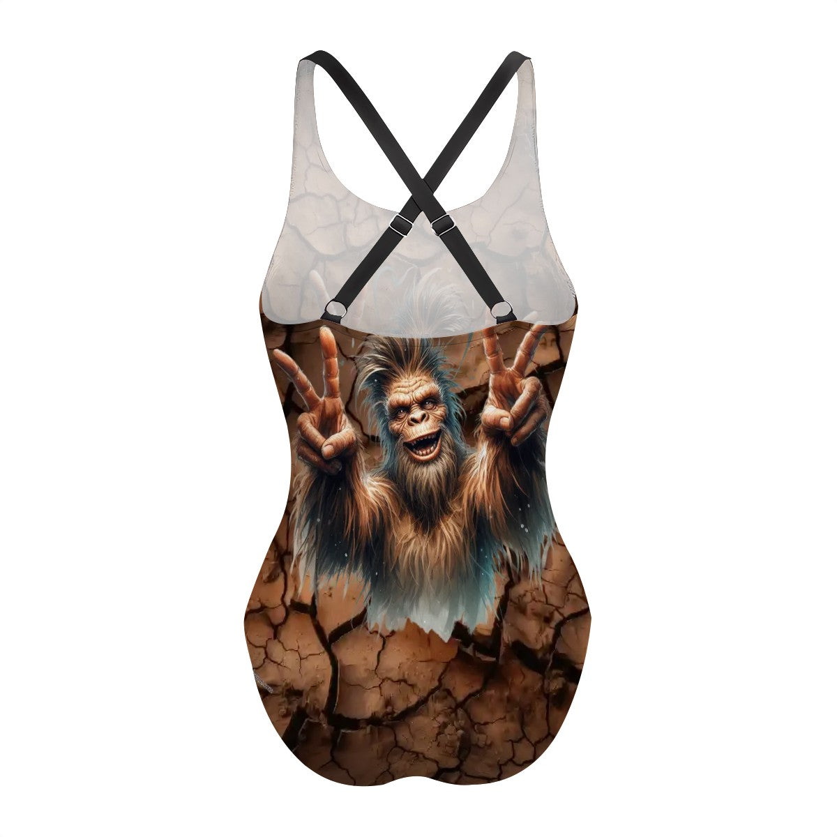 Sassy Sasquatch, bigfoot Cross-Back One Piece Swimsuit