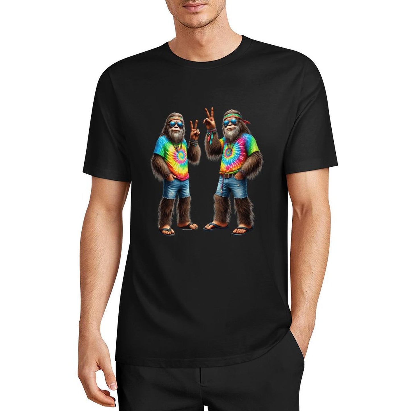 Bigfoot - Sasquatch Hippie Sasquatches Short Sleeve Cotton T-Shirt