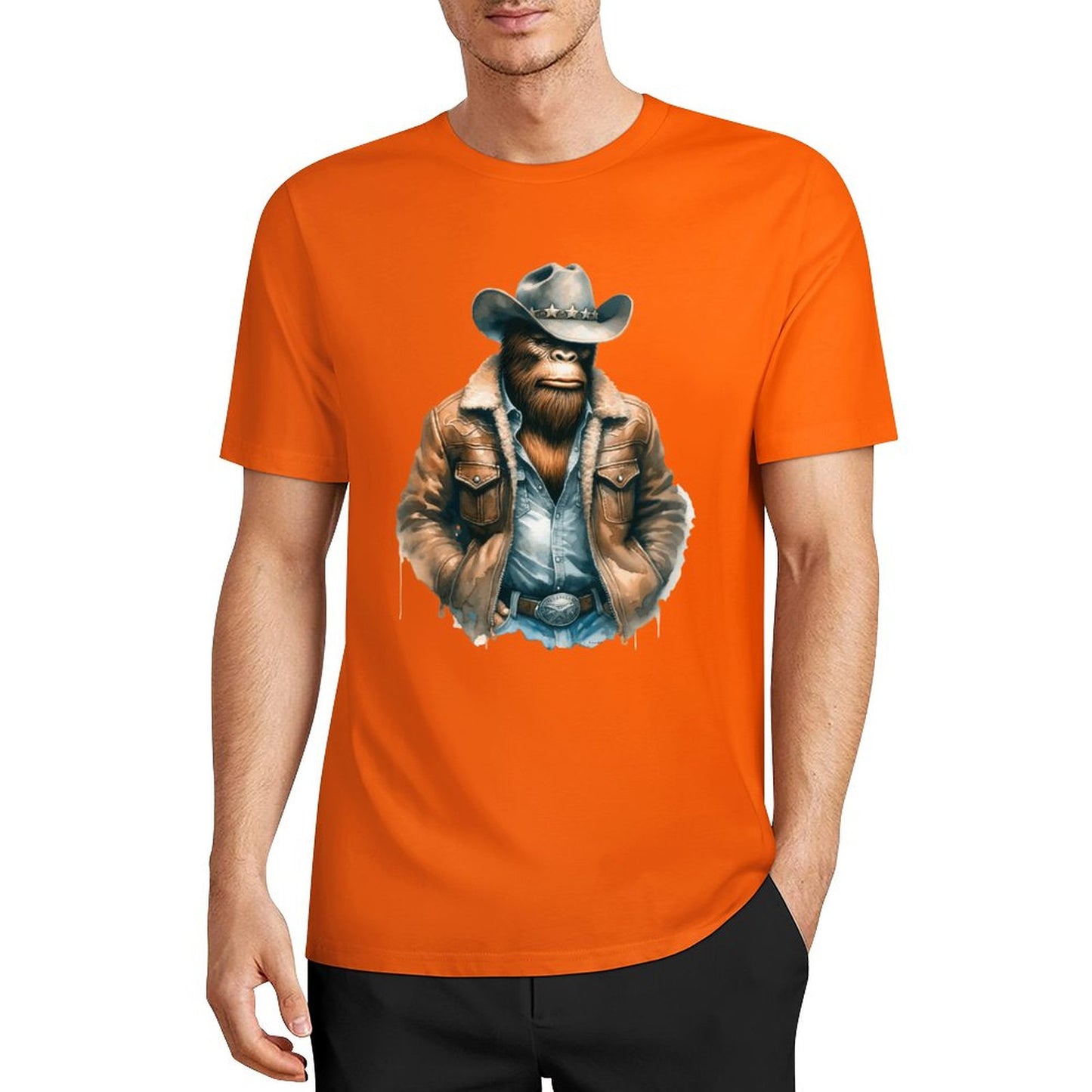 Bigfoot - Sasquatch Cowboy Short Sleeve Cotton T-Shirt