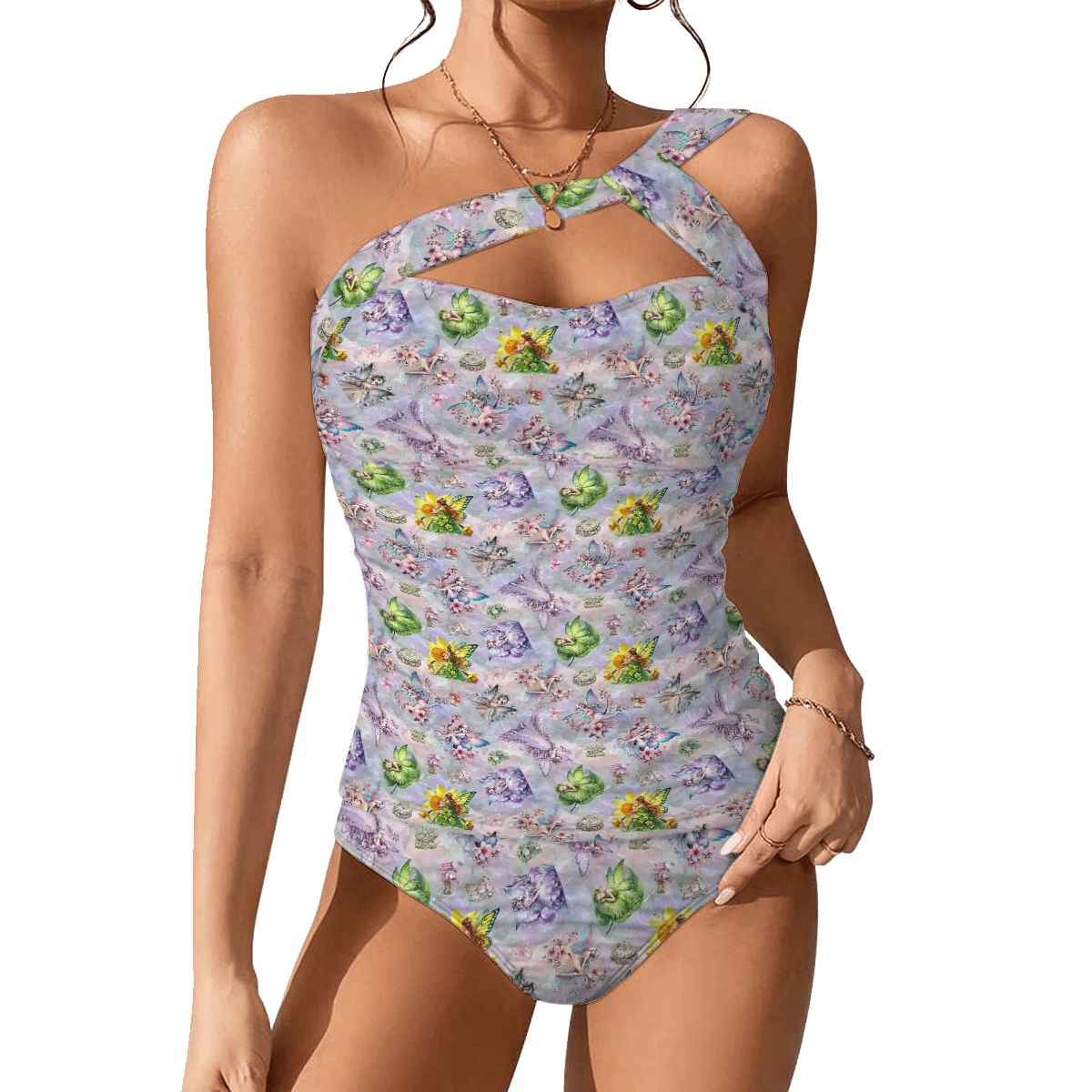 6 Fairy Designs, Women One Shoulder Tankini, Two Piece