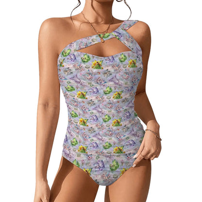 6 Fairy Designs, Women One Shoulder Tankini, Two Piece
