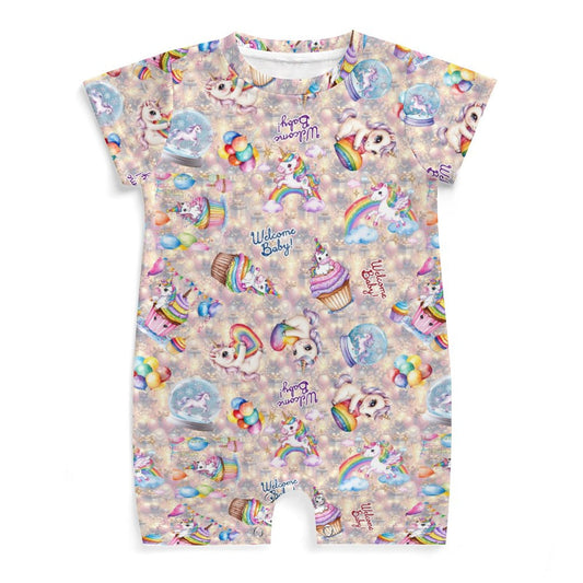 Welcome Baby Designs, Faux Cotton Short Sleeve Baby Bodysuit Romper