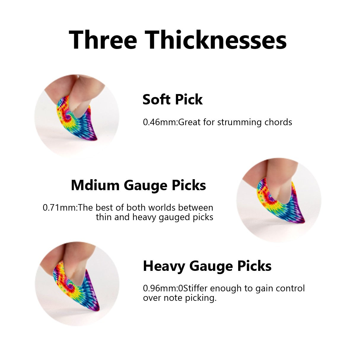 Tie-Dye Guitar Picks 12Pcs tie dye 19 Designs