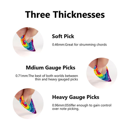 Tie-Dye Guitar Picks 12Pcs tie dye 19 Designs